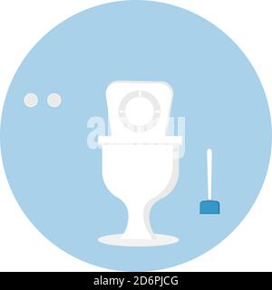 Toilet bowl ,illustration, vector on white background. Stock Vector