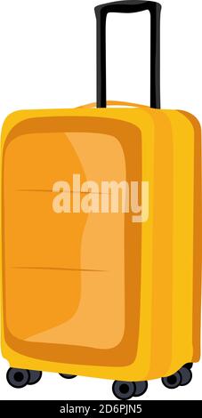 Yellow suitcase ,illustration, vector on white background. Stock Vector