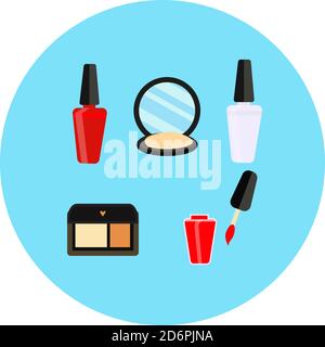 Makeup collection ,illustration, vector on white background. Stock Vector