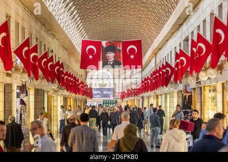 Modern and renewed part of the Grand Bazaar in Bursa city. Stock Photo