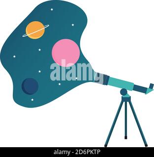 Big telescope ,illustration, vector on white background. Stock Vector