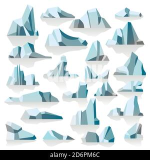 Iceberg with reflection or shade, icy peaks vector Stock Vector
