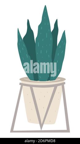 Houseplant in modern pot, office or home decor Stock Vector