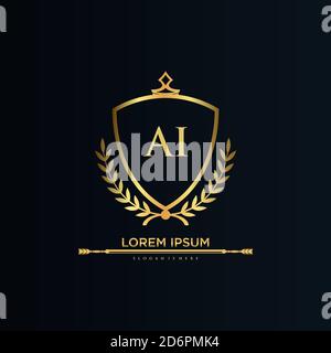 Letter Initial with Royal Template.elegant with crown logo vector, Creative Lettering Logo Vector Illustration. Stock Vector