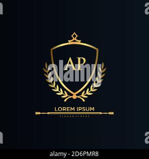 Letter Initial with Royal Template.elegant with crown logo vector, Creative Lettering Logo Vector Illustration. Stock Vector