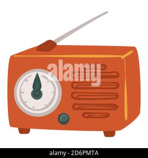 Vintage radio with antenna, screen with frequency Stock Vector