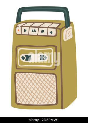 Vintage magnetophone or cassette recorder system Stock Vector
