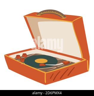 Old school vinyl player with plate and needle Stock Vector