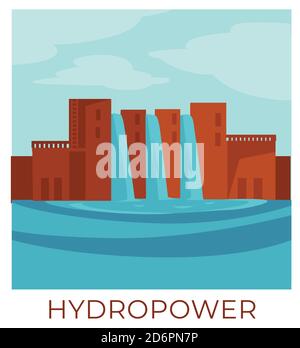 Hydropower ecologically friendly energy and sustainable power vector Stock Vector
