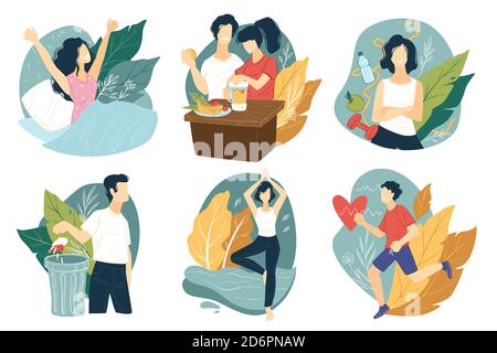 Leading healthy lifestyle, exercising and good dieting vector Stock Vector