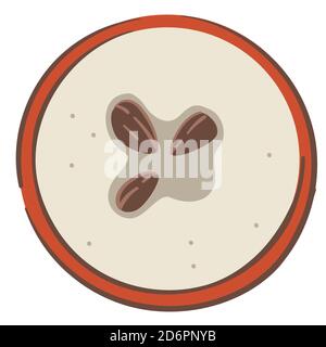 Slice of apple fruit with seeds, closeup vector Stock Vector