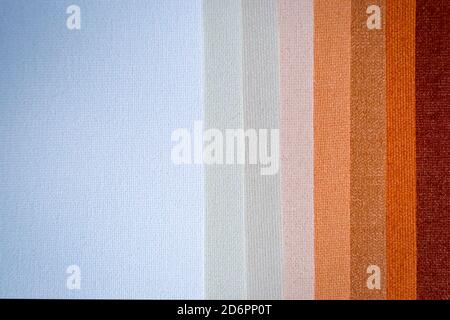 Various colored fabric sample swatches. Stock Photo