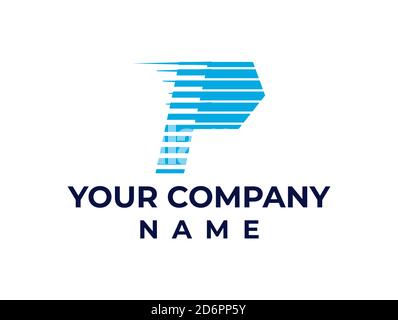 Letter P logo design with linear lines showing pace and speed. Perfect for business identity for transport, logistics company Stock Vector