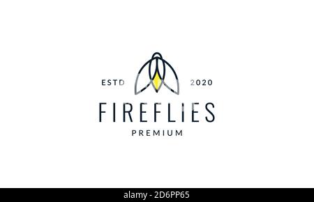animal insect fireflies minimalist shape lines logo vector icon illustration design Stock Vector