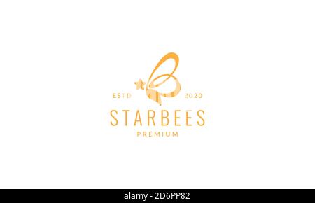 animal insect bee abstract modern lines with stars logo vector icon illustration design Stock Vector