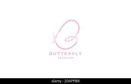 initial B or letter B animal insect butterfly lines logo vector icon illustration design Stock Vector