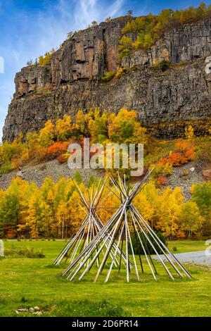 Fall foliage color at the Mount McKay lookout Thunder Bay, Ontario, Canada. Stock Photo