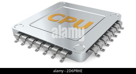 Computer chip CPU isolated on white background, 3D rendering Stock Photo