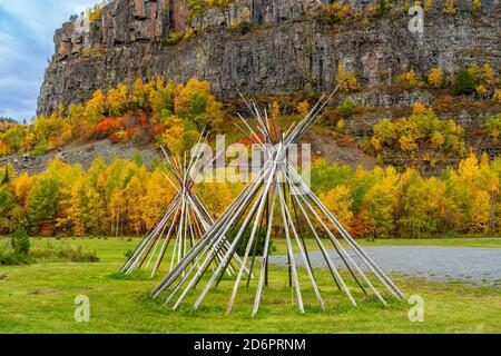 Fall foliage color at the Mount McKay lookout Thunder Bay, Ontario, Canada. Stock Photo