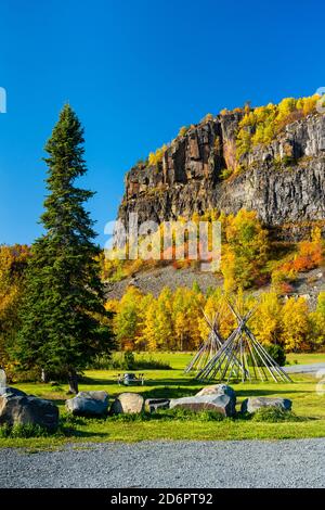 Fall foliage color at the Mount McKay lookout Thunder Bay, Ontario, Canada. Stock Photo