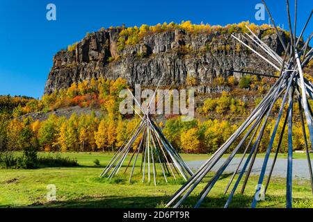 Fall foliage color at the Mount McKay lookout Thunder Bay, Ontario, Canada. Stock Photo