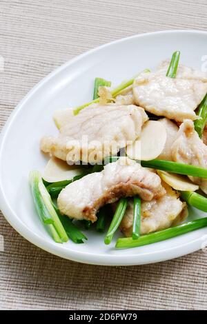 Stir-fried fish fillet with spring onion and ginger Stock Photo