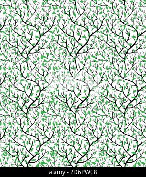 Green shoots with leaves, spring branches with foliage Stock Vector