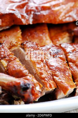 Chinese style roasted duck on plate closeup Stock Photo