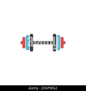 Dumbbell color Icon, gym activity icon in trendy flat style. Stock vector illustration isolated on white background. Stock Vector