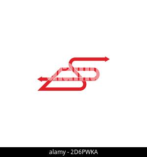 letter ps linked geometric arrows lines swoosh logo vector Stock Vector