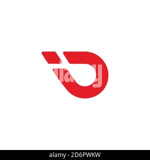 abstract letter d red motion geometric logo vector Stock Vector