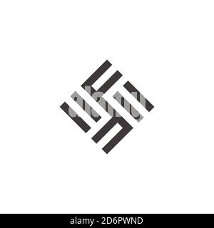 abstract letter ff circle geometric line square logo vector Stock Vector
