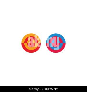 abstract mosaic power button geometric logo vector Stock Vector