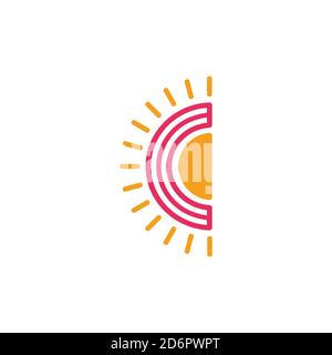 Letter S icon with Sun rays for Sun logo vector design template Stock ...