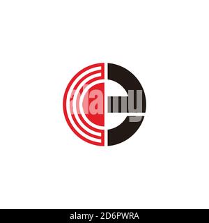 abstract letter ce simple stripes geometric circle logo vector Stock Vector