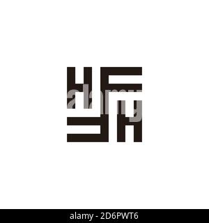 abstract letter hf circle geometric line square logo vector Stock Vector