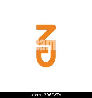 letter zj simple linked geometric line emblem logo vector Stock Vector