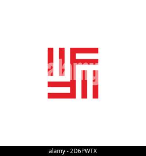 abstract letter ff circle geometric line square logo vector Stock Vector