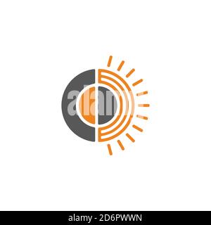 letter cd sun rays circle geometric design logo vector Stock Vector