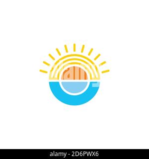 sun and ocean circle geometric colorful logo vector Stock Vector