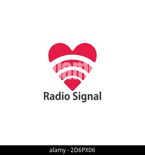 radio signal geometric love shape symbol logo vector Stock Vector