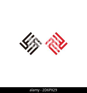 abstract letter EE square geometric linear logo vector Stock Vector