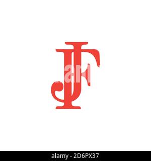 letter jf simple geometric flat logo vector Stock Vector