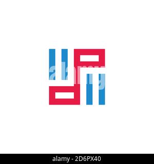 letter dp simple geometric stripes line square logo vector Stock Vector