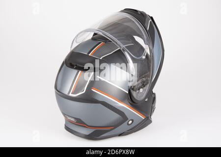 Bordeaux , Aquitaine / France - 10 10 2020 : shoei new modern Motorcycle modular touring Helmet over isolated on white background Stock Photo