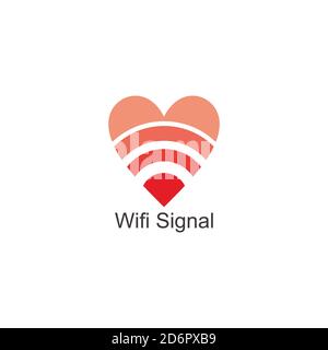 internet signal gradient love shape symbol geometric logo vector Stock Vector