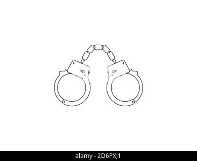Handcuffs, arrest outline icon on white background. Vector. Stock Vector