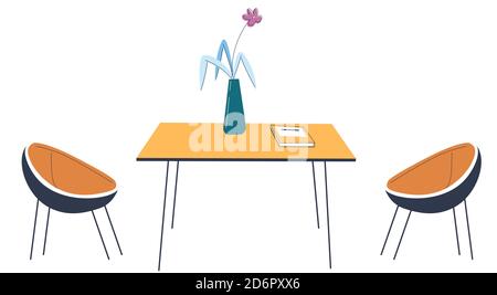Dining room or kitchen interior design, contemporary home Stock Vector
