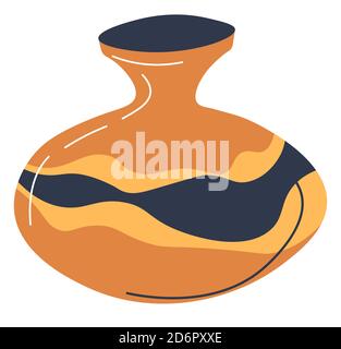 Decorative vase made of clay, interior design styling Stock Vector