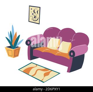 Living room or lounge interior design, scandinavian loft Stock Vector